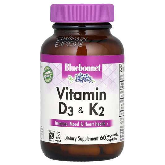 Pre-Order | Arrives in 5–10 Days – Bluebonnet Nutrition
Vitamin D3 & K2, 60 Vegetable Capsules