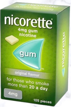 NICORETTE 4MG GUM NICOTINE, 105 PCS ORIGINAL FLAVOUR