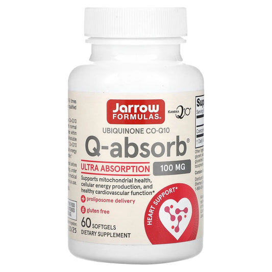 Pre-Order | Arrives in 5–10 Days – Jarrow Formulas
Q-Absorb, Ubiquinone CO-Q10, 100 mg, 60 Softgels