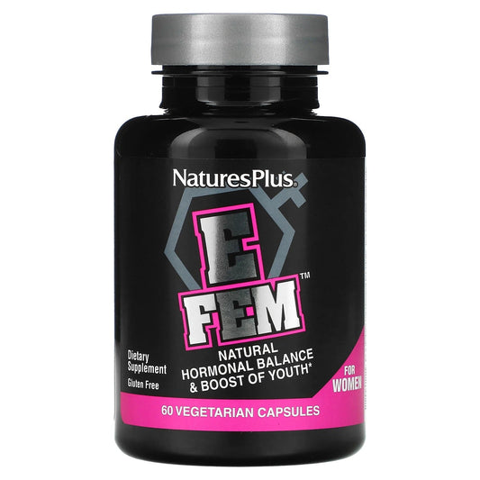 Pre-Order | Arrives in 5–10 Days – NaturesPlus
E Fem for Women, Natural Hormonal Balance & Boost of Youth, 60 Vegetarian Capsules