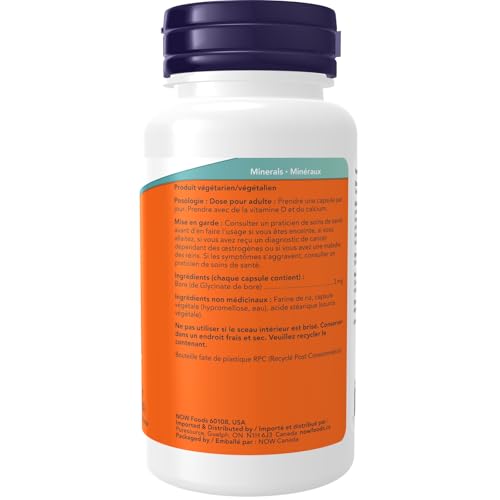 Pre-Order | Arrives in 5–10 Days – NOW Foods Supplements, Boron 3 mg (Bororganic Glycine), Structural Support*, 100 Veg Capsules