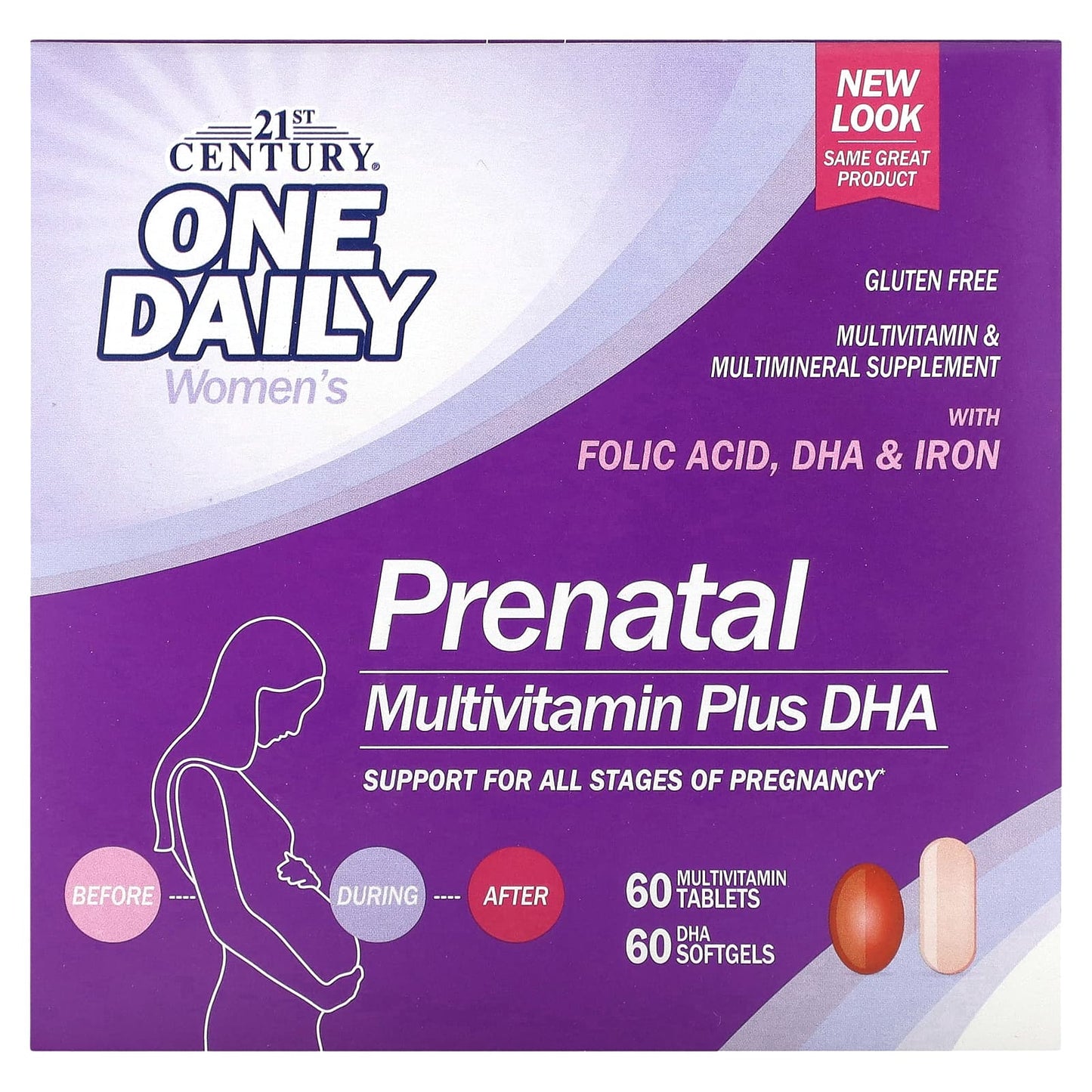 Pre-Order | Arrives in 5–10 Days – 21st Century
Prenatal Multivitamin Plus DHA, 2 Bottles, 60 Tablets / 60 Softgels