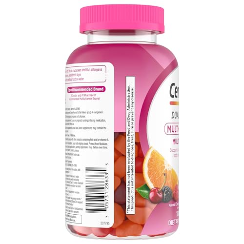 Pre-Order | Arrives in 5–10 Days – Centrum MultiGummies Multi+ Beauty Dual Action Multivitamin, Specially Designed with Biotin for Healthy Hair, Skin and Nails, Cherry/Berry/Orange Flavors - 100 Count