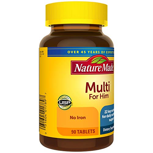 Pre-Order | Arrives in 5–10 Days –
Nature Made Multivitamin For Him with No Iron, Mens Multivitamins for Daily Nutritional Support, Multivitamin for Men, 90 Tablets, 90 Day Supply