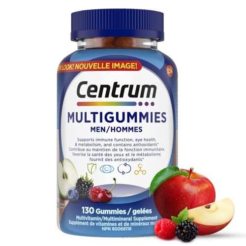 Pre-Order | Arrives in 5–10 Days – Centrum Men MultiGummies, Multivitamins/Minerals Gummies, Cherry, Berry, and Apple Flavours, 130 Count (Packaging May Vary)