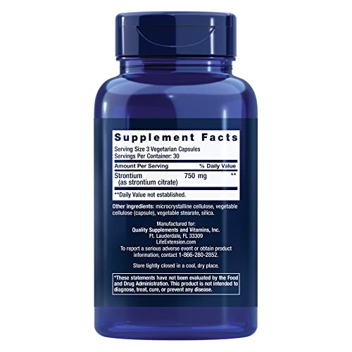 Pre-Order | Arrives in 5–10 Days – Life Extension Strontium Caps, Trace Mineral for Advanced Bone Health Support, Gluten Free, Non-GMO, Vegetarian, 90 Capsules