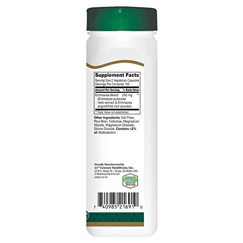 Pre-Order | Arrives in 5–10 Days – 21st Century Echinacea Extract Veg Capsules, 200 Count (21691)