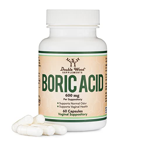 Pre-Order | Arrives in 5–10 Days – Boric Acid Suppositories (600mg Vaginal Suppository, 60 Count) Supports Vaginal pH Balance, Odor Control (USP Medical Grade Fine Powder, Easy Dissolve, Third Party Tested, Made in USA) by Double Wood