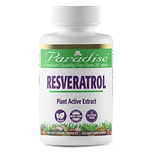 Pre-Order | Arrives in 5–10 Days – Paradise Herbs Resveratrol, Antioxidant, Super Potent, Ultra Pure, Vegan, Non GMO, Gluten Free, 180 Vegetarian Capsules