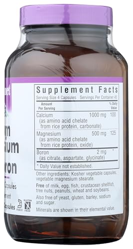 Pre-Order | Arrives in 5–10 Days – BlueBonnet Calcium Magnesium Plus Boron Vegetarian Capsules, Off-White, 180 Count