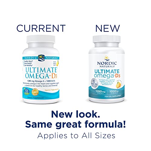 Pre-Order | Arrives in 5–10 Days – Nordic Naturals Ultimate Omega-D3, Lemon Flavor - 120 Soft Gels - 1280 mg Omega-3 + 1000 IU Vitamin D3 - Omega-3 Fish Oil - EPA & DHA - Promotes Brain, Heart, Joint, & Immune Health - 60 Servings