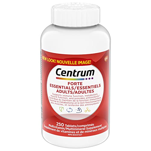 Pre-Order | Arrives in 5–10 Days – Centrum Adult Forte Essentials Mulitvitamins/Minerals Supplement for Men & Women, 250 Tablets (Packaging May Vary)