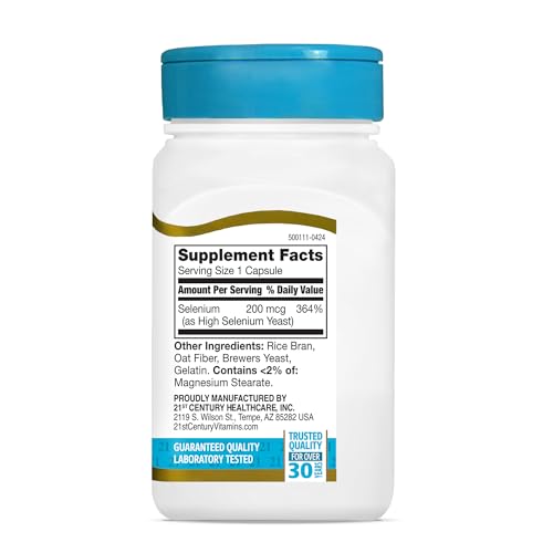 Pre-Order | Arrives in 5–10 Days – 21st Century Selenium 200 mcg Capsules, 60 Count