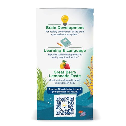 Pre-Order | Arrives in 5–10 Days – Nordic Naturals Children's DHA Vegetarian - Kids DHA Omega-3 Supplement -Algae Oil - Berry Lemonade Mini Chewables - Plant-Based Formula for Ages 3+ - 120 Soft Gels - 40 Servings