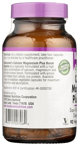 Pre-Order | Arrives in 5–10 Days – BlueBonnet Calcium Magnesium Plus Boron Vegetarian Capsules, Off White, 90 Count
