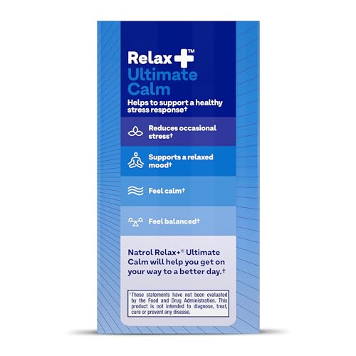 Pre-Order | Arrives in 5–10 Days – Natrol Relax+ Ultimate Calm with Ashwagandha, 5-HTP, L-Theanine and Lemon Balm, Drug-Free Dietary Supplement Helps Reduce Occasional Stress & Tension, 30 Capsules, 30 Day Supply
