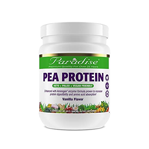 Pre-Order | Arrives in 5–10 Days – Paradise Herbs Organic Pea Protein Powder, Organic, Vanilla Flavor, Vegan, Gluten Free, Non GMO, Keto, Paleo, 15 Servings, 15.87 oz