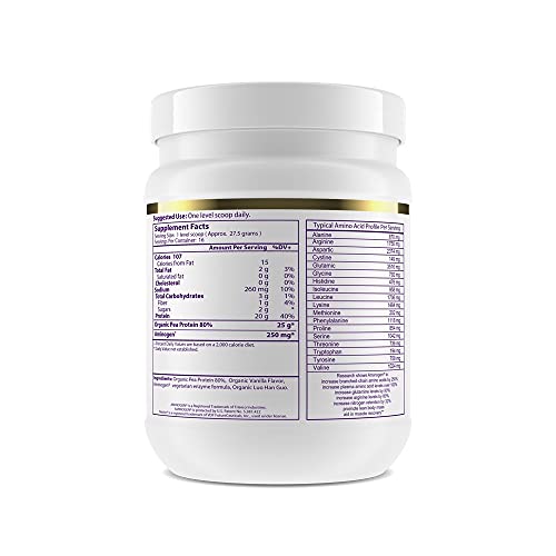 Pre-Order | Arrives in 5–10 Days – Paradise Herbs Organic Pea Protein Powder, Organic, Vanilla Flavor, Vegan, Gluten Free, Non GMO, Keto, Paleo, 15 Servings, 15.87 oz