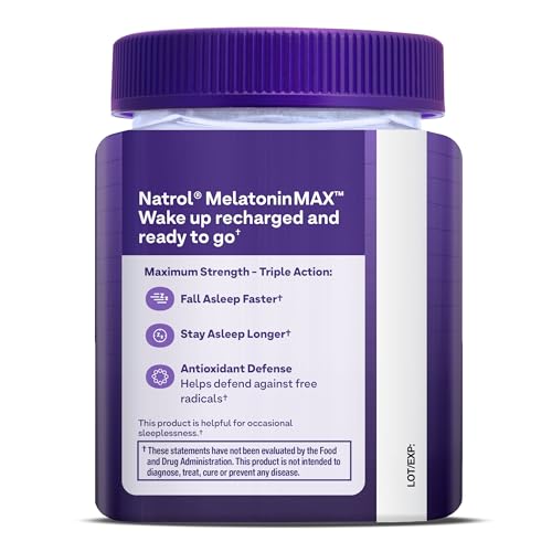 Pre-Order | Arrives in 5–10 Days – Natrol Melatonin 10mg Sleep Aid Supplement, 80 Count MelatoninMax Gummies, Blueberry Flavor, 10 mg Melatonin Gummies for Occasional Sleeplessness, 80 Day Supply