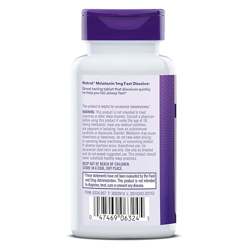 Pre-Order | Arrives in 5–10 Days – Natrol Fast Dissolve Melatonin 1 mg, Melatonin Supplements for Restful Sleep, Sleep Support for Adults, 90 Strawberry-Flavored Tablets, Up to a 90 Day Supply