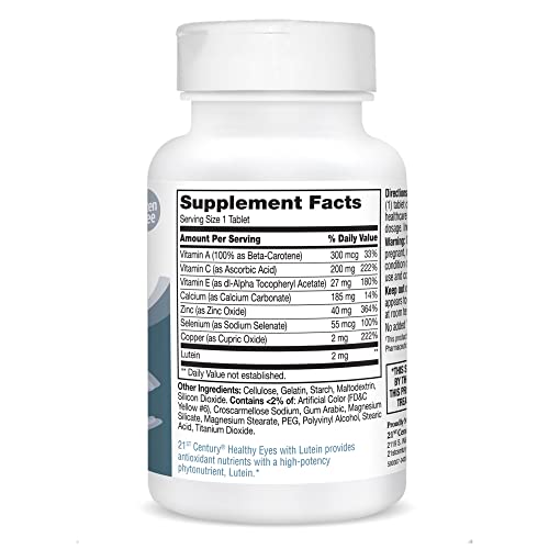 Pre-Order | Arrives in 5–10 Days – 21st Century Healthy Eyes with Lutein Tablets, 60 Count, White (27452)