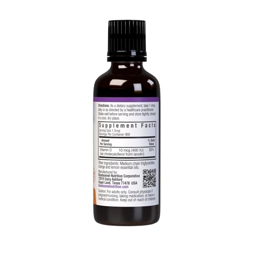 Pre-Order | Arrives in 5–10 Days – BlueBonnet Liquid Vitamin D3 Drops 400 IU, Citrus, 1 Fl Oz