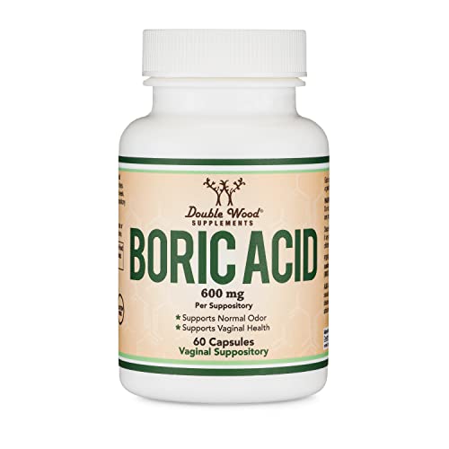Pre-Order | Arrives in 5–10 Days – Boric Acid Suppositories (600mg Vaginal Suppository, 60 Count) Supports Vaginal pH Balance, Odor Control (USP Medical Grade Fine Powder, Easy Dissolve, Third Party Tested, Made in USA) by Double Wood
