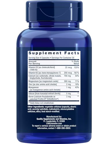 Pre-Order | Arrives in 5–10 Days – Life Extension Bone Restore + Vitamin K2 Vitamins & Minerals Maintain Bone Health & Strength - Fortifying Nutrients Calcium, D3 & Important Bone Building Minerals - Non-GMO, Gluten-Free -120 Capsules