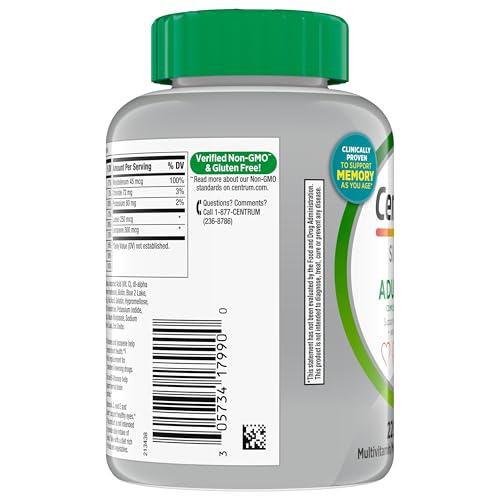 Pre-Order | Arrives in 5–10 Days – Centrum Silver Multivitamin for Adults 50 Plus, Multivitamin/Multimineral Supplement, Vitamin D3, B Vitamins, Gluten Free, Non-GMO Ingredients, Supports Memory and Cognition in Older Adults - 220 Ct