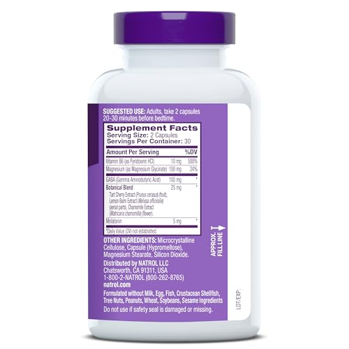 Pre-Order | Arrives in 5–10 Days – Natrol Sleep & Restore Capsules - Calm Magnesium Glycinate, Magnesium Sleep Aid with GABA, Melatonin 5mg, Botanical Blend, 30 Day Supply