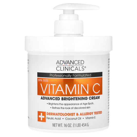 Pre-Order | Arrives in 5–10 Days – Advanced Clinicals
Vitamin C, Advanced Brightening Cream, 16 oz (454 g)