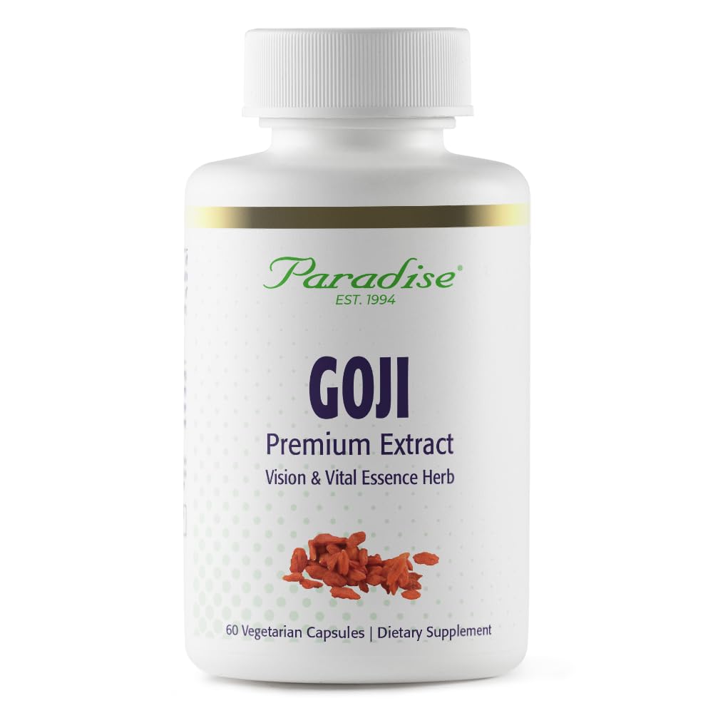 Pre-Order | Arrives in 5–10 Days – Paradise Herbs Goji Extract, Vital Essence Herb, Skin, Eyes, Body Support, Vegan, Gluten Free, Non GMO, 60 Count Vegetarian Capsules