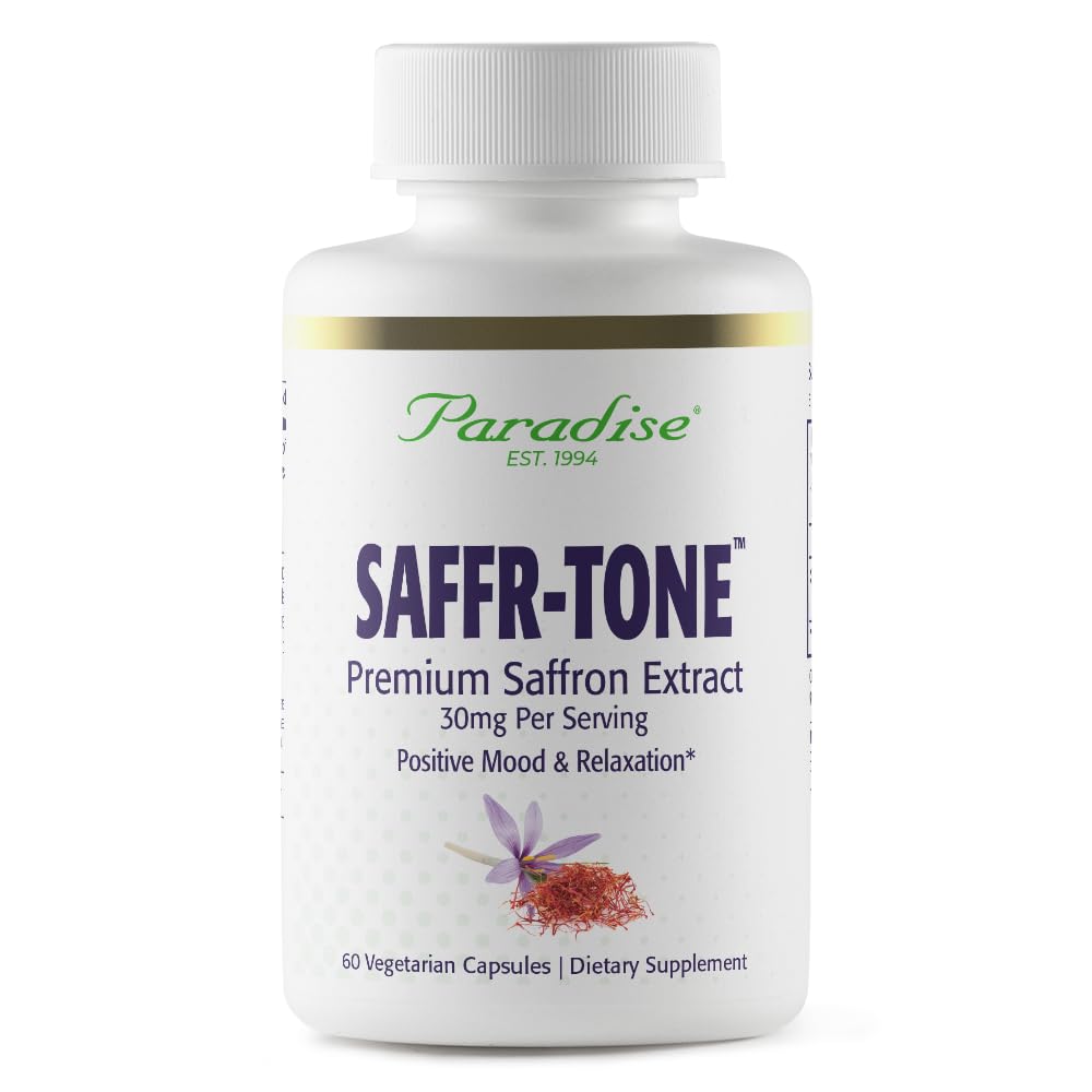 Pre-Order | Arrives in 5–10 Days – Paradise Herbs Saffr-Tone, Saffron Extract, Active Whole Spectrum Extract, Super Potent, Ultra Pure, Vegan, Non-GMO, Gluten Free, 60 Vegetarian Capsules
