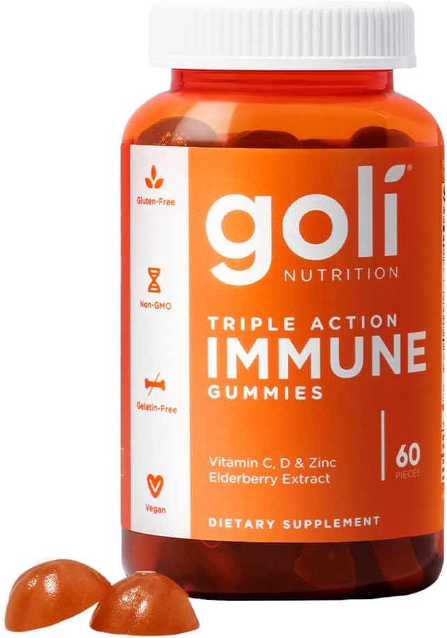 Pre-Order | Arrives in 5–10 Days – Goli Immune Vitamin Gummy - 60 Count - Elderberry, Vitamin C, D & Zinc, Vegan, Non-GMO, Gluten-Free & Gelatin-Free, Pack of 1