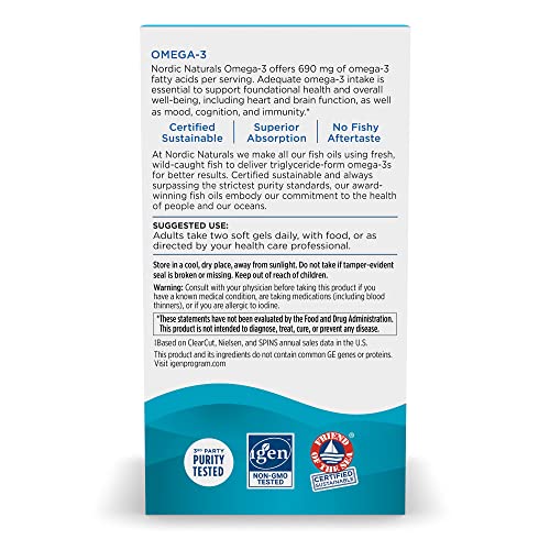 Pre-Order | Arrives in 5–10 Days – Nordic Naturals Omega-3, Lemon Flavor - 180 Soft Gels - 690 mg Omega-3 - Fish Oil - EPA & DHA - Immune Support, Brain & Heart Health, Optimal Wellness - Non-GMO - 90 Servings