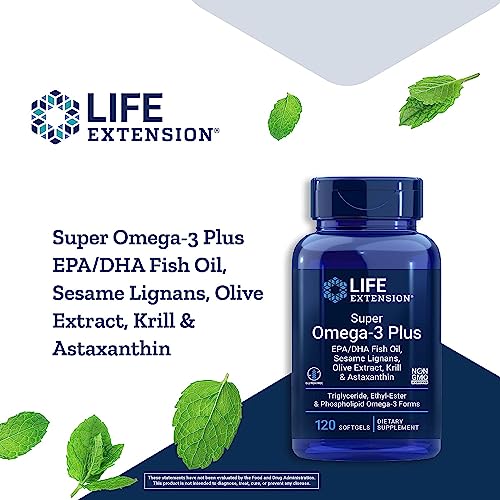 Pre-Order | Arrives in 5–10 Days – Life Extension Super Omega-3 Plus EPA/DHA Fish Oil, Sesame Lignans, Olive Extract, Krill & Astaxanthin - Heart, Brain & Joint Health Support - Gluten-Free, Non-GMO - 120 Softgels