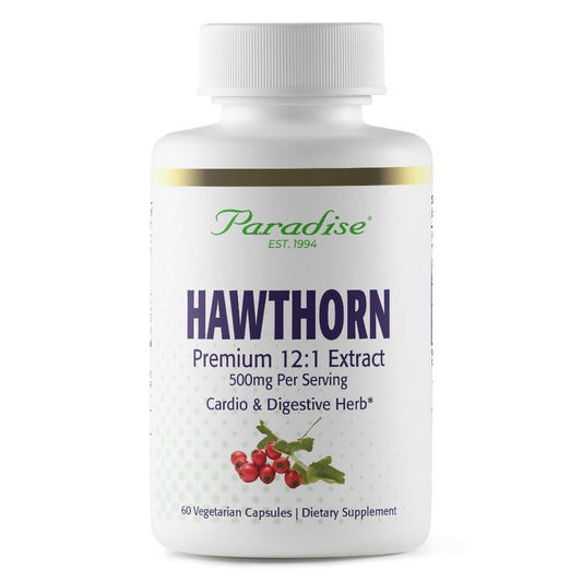 Pre-Order | Arrives in 5–10 Days – Paradise Herbs Hawthorn Berry, Active Whole Spectrum Extract, Super Potent, Ultra Pure, Vegan, Non-GMO, Gluten Free, 60 Vegetarian Capsules