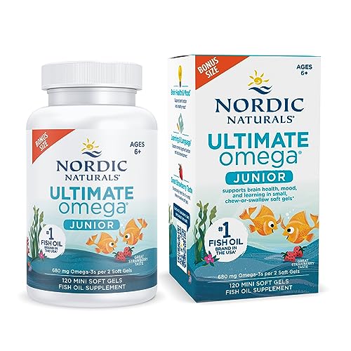 Pre-Order | Arrives in 5–10 Days – Nordic Naturals Ultimate Omega Jr., Strawberry - 120 Mini Soft Gels - 680 Total Omega-3s with EPA & DHA - Brain Health, Mood, Learning - Non-GMO - 60 Servings