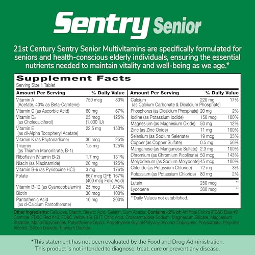 Pre-Order | Arrives in 5–10 Days – 21st Century Sentry Senior Tablets, 265 Count