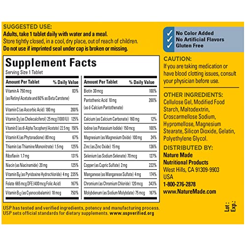 Pre-Order | Arrives in 5–10 Days –
Nature Made Multivitamin For Him with No Iron, Mens Multivitamins for Daily Nutritional Support, Multivitamin for Men, 90 Tablets, 90 Day Supply