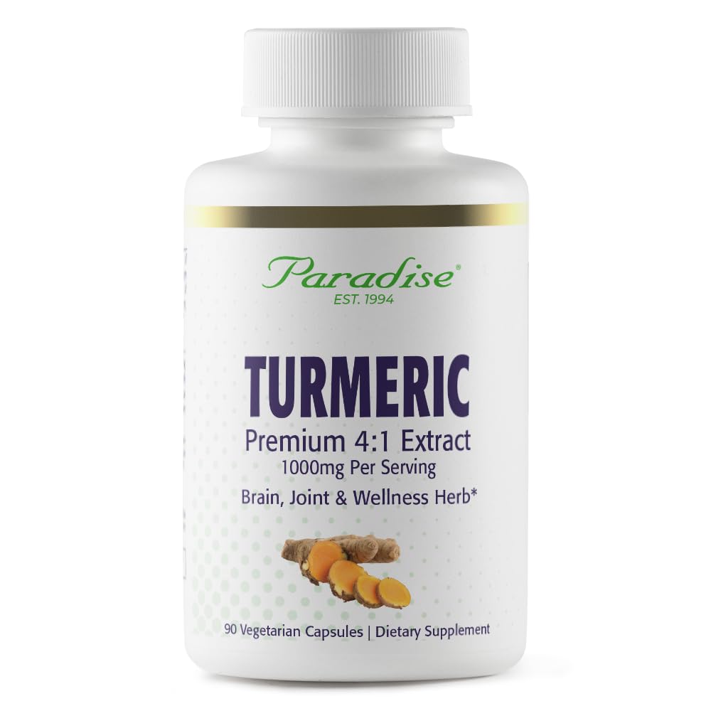 Pre-Order | Arrives in 5–10 Days – Paradise Organic Turmeric Rhizome 4:1 Extract, Active Whole Spectrum Extract, Super Potent, Ultra Pure, Vegan, Non-GMO, Gluten Free, 90 Vegetarian Capsules