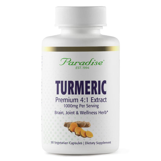 Pre-Order | Arrives in 5–10 Days – Paradise Organic Turmeric Rhizome 4:1 Extract, Active Whole Spectrum Extract, Super Potent, Ultra Pure, Vegan, Non-GMO, Gluten Free, 90 Vegetarian Capsules