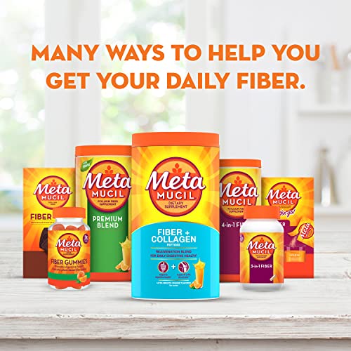 Pre-Order | Arrives in 5–10 Days – Metamucil Daily Fiber + Collagen, Psyllium Husk Powder, Plant Based, Sugar-Free with Stevia, 3-in-1 Fiber for Digestive Health, Orange Flavored, 90 Doses (29.8 OZ Fiber Powder)