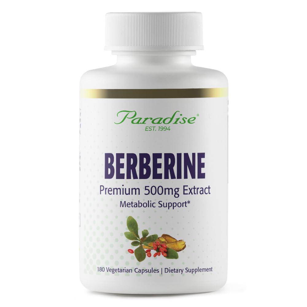 Pre-Order | Arrives in 5–10 Days – Paradise Herbs, Berberine Extract, 500 mg, Pure & Potent Berberine Supplement, Vegan, Non GMO, Gluten Free, 180