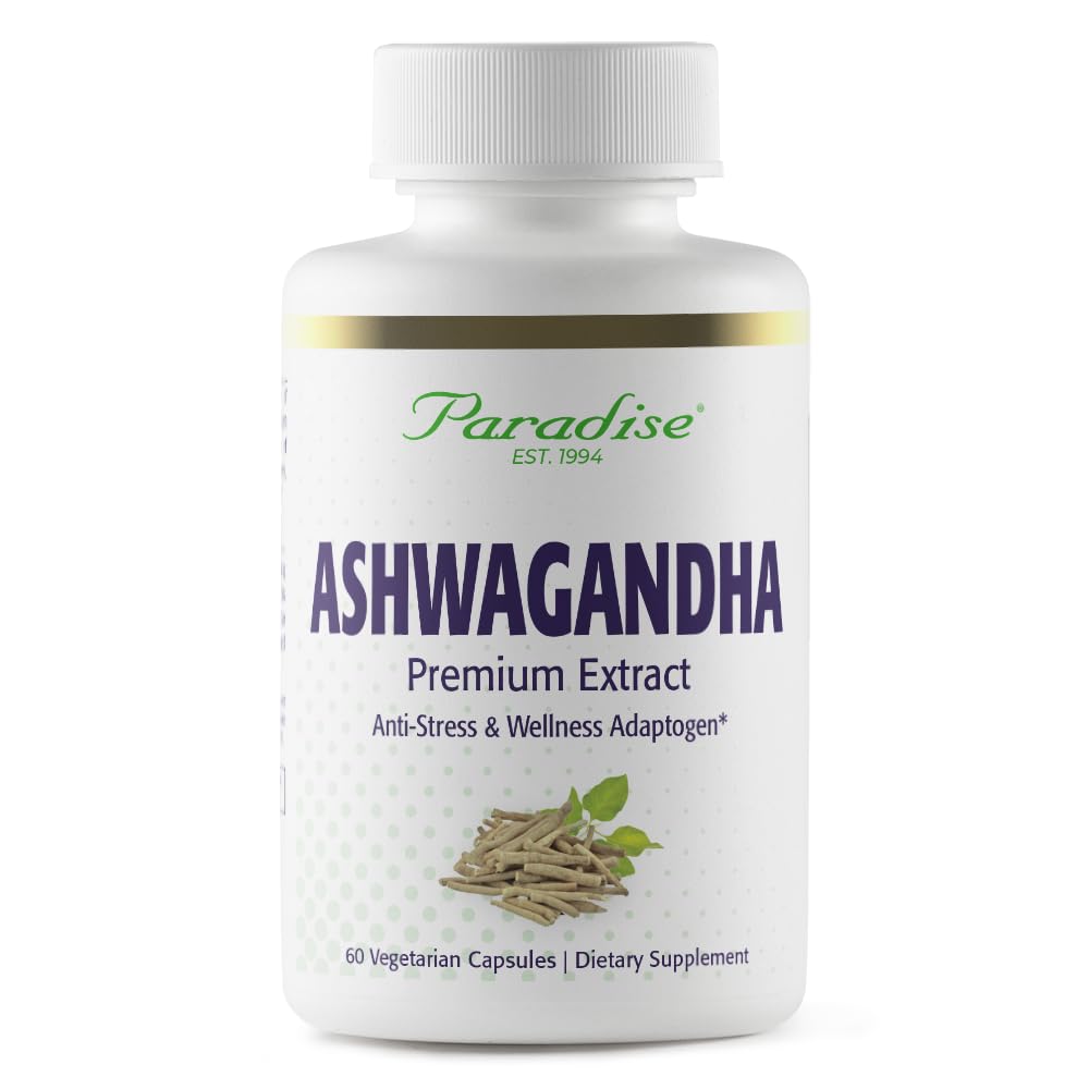 Pre-Order | Arrives in 5–10 Days – Paradise Herbs Organic Ashwagandha, Ayurvedic Adaptogen, Vegan, Non GMO, Gluten Free, 60 Vegetarian Capsules