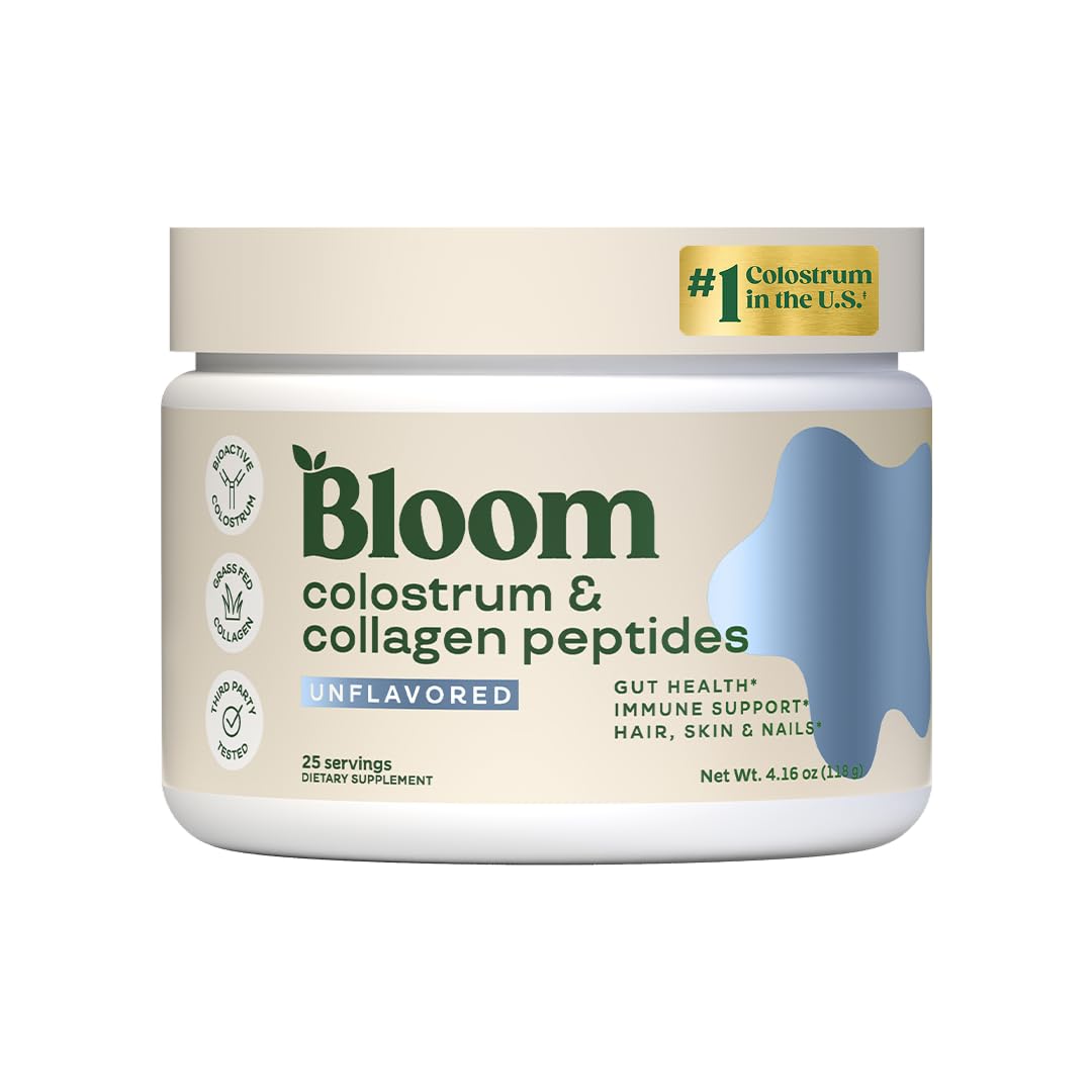 Pre-Order | Arrives in 5–10 Days –
Bloom Nutrition Bovine Colostrum Powder with Vitamin B-12 for Gut Health, Immune Support, Hair Growth & Beauty Supplement | Unflavored, 25 Servings