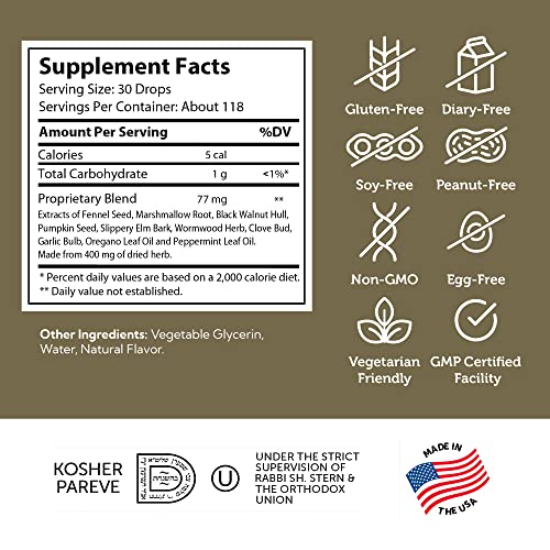 Pre-Order | Arrives in 5–10 Days – Zahler - ParaGuard Cleanse Liquid Drops - Gut Health Detox Supplement - Formula has Wormwood, Garlic Bulb, Pumpkin Seed, Clove & More - Natural Cleanse Detox for Humans - Certified Kosher (4 Oz)