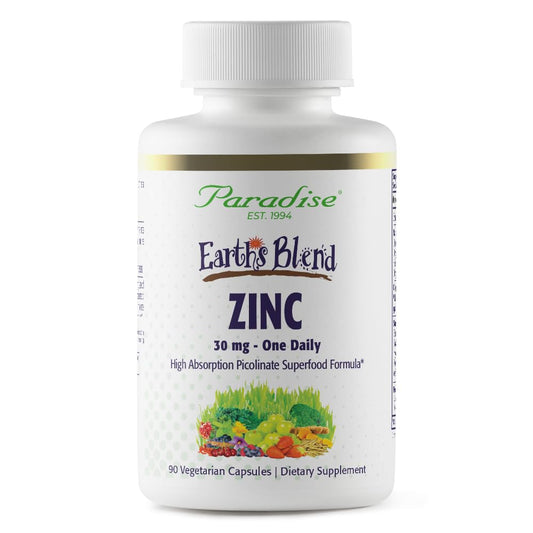 Pre-Order | Arrives in 5–10 Days – Paradise Herbs Zinc Supplements with Picolinate and Natures C, for Immune Support, Super Potent, Ultra Pure, Gluten Free, Non-GMO, Vegan, 30 mg, 90 Capsules