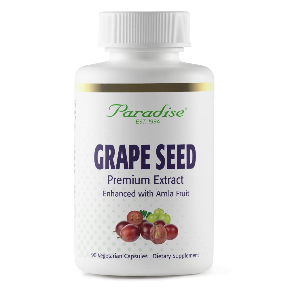 Pre-Order | Arrives in 5–10 Days – Paradise Herbs Grape Seed Extract, Active Whole Spectrum, Antioxidant, Vegan, Non GMO, Gluten Free, 90 Vegetarian Capsules