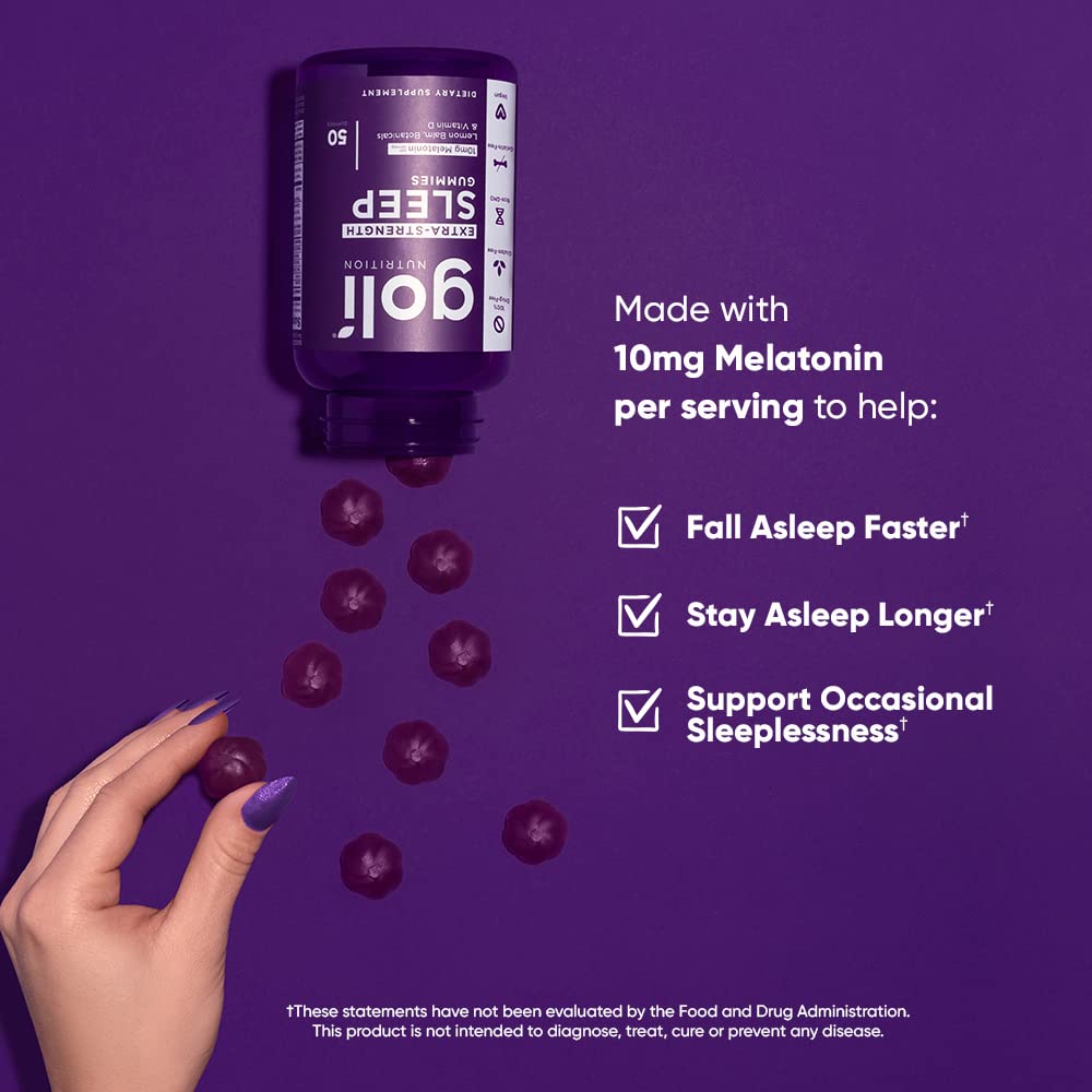 Pre-Order | Arrives in 5–10 Days – Goli Nutritional Supplement, Extra Strength Sleep Gummy 10mg Melatonin - 1 Pack 50 Count - Gluten-Free, Vegan, Non-GMO, and Gelatin-Free